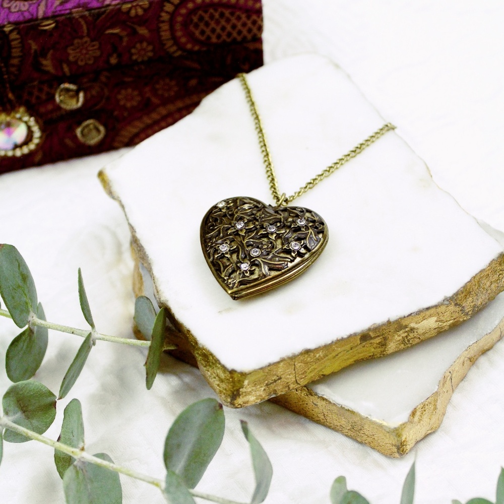 Long Chain Heart Locket Necklace